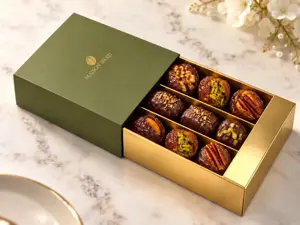 Dipped and Filled Date Boxes gift presentation